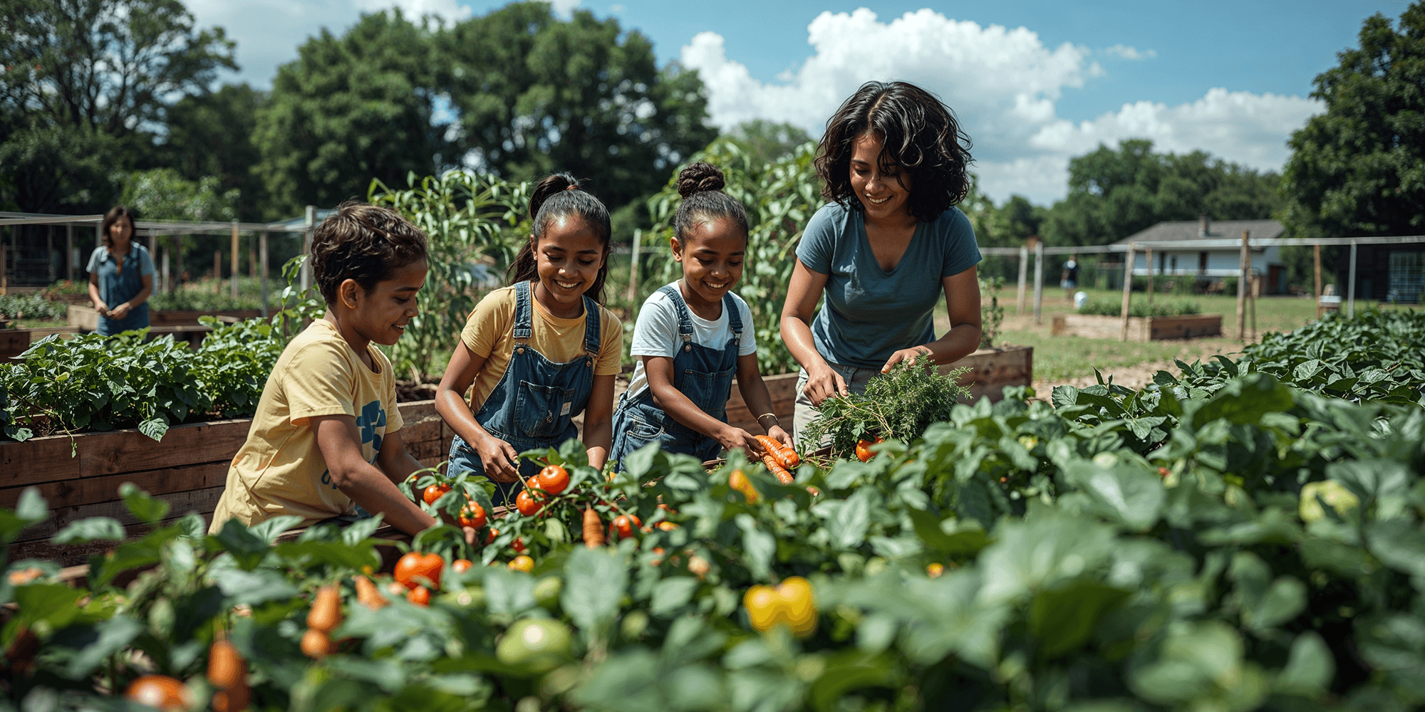 Family learning together outdoors